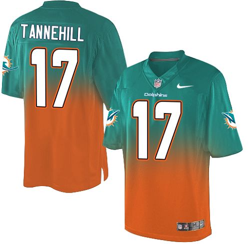 Men's Elite Ryan Tannehill Nike Jersey Aqua Green/Orange - #17 Fadeaway NFL Miami Dolphins